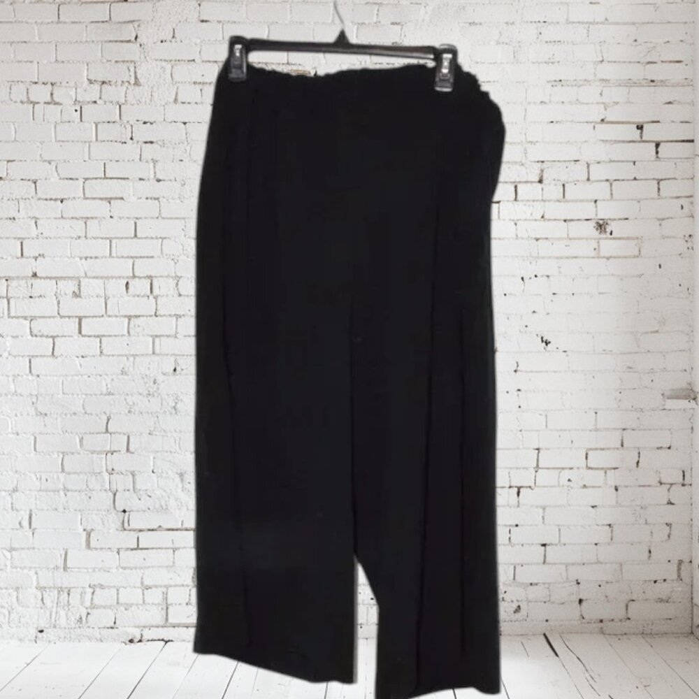 Cathrines Plus Size Wide Leg Culotte Elastic Back Black Dress Casual